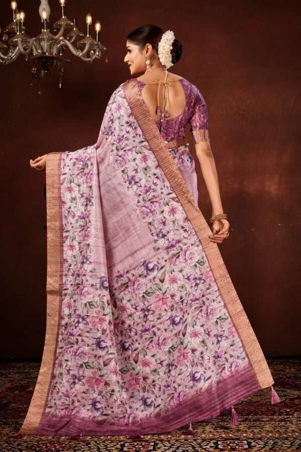 Exclusive floral tussar silk saree with foil work cf1 - Image 4