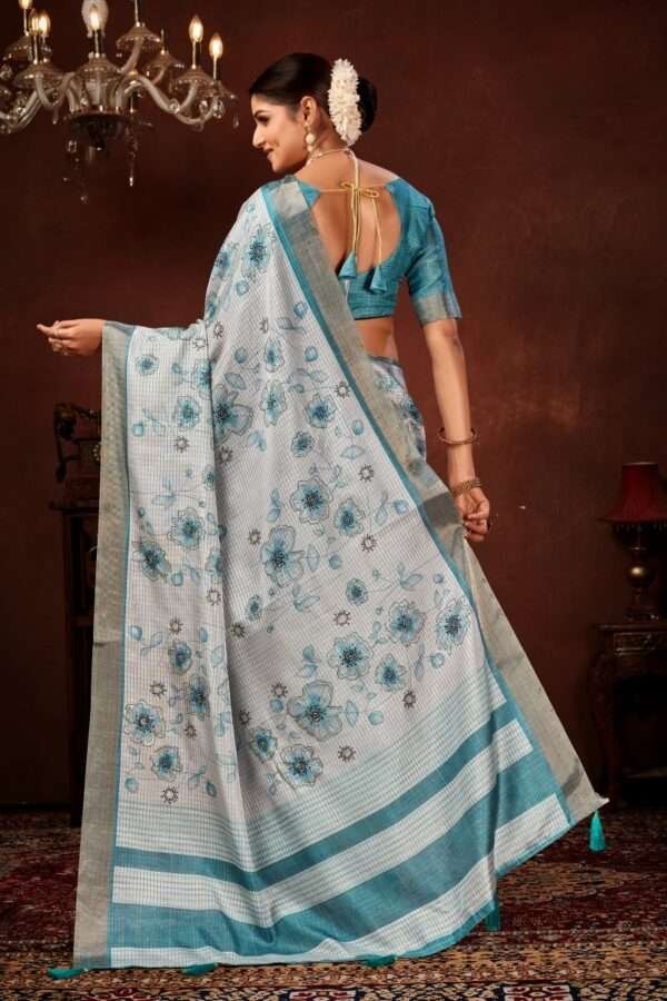 Exclusive floral tussar silk saree with foil work cf2 - Image 4