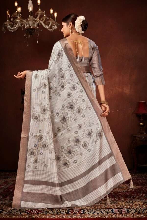 Exclusive floral tussar silk saree with foil work cf3 - Image 4