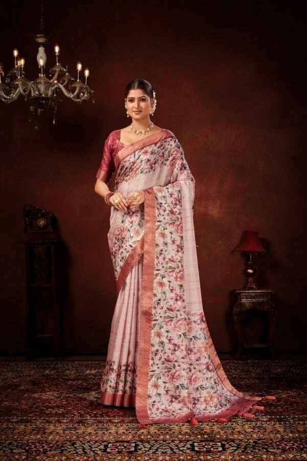 Exclusive floral tussar silk saree with foil work cf5