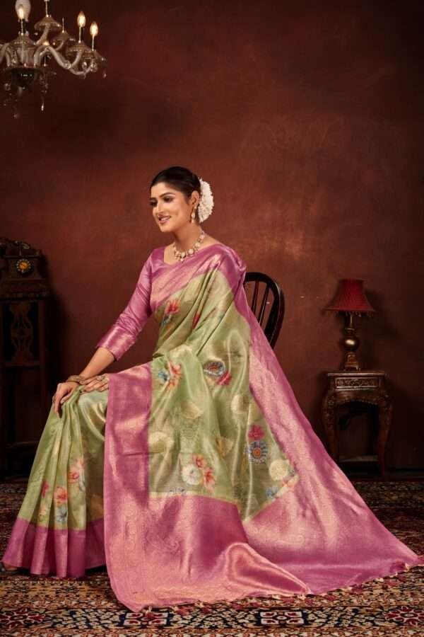 Fancy tissue silk saree tp1 - Image 3