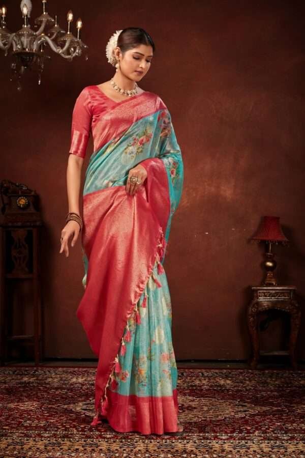 Fancy tissue silk saree tp2 - Image 2