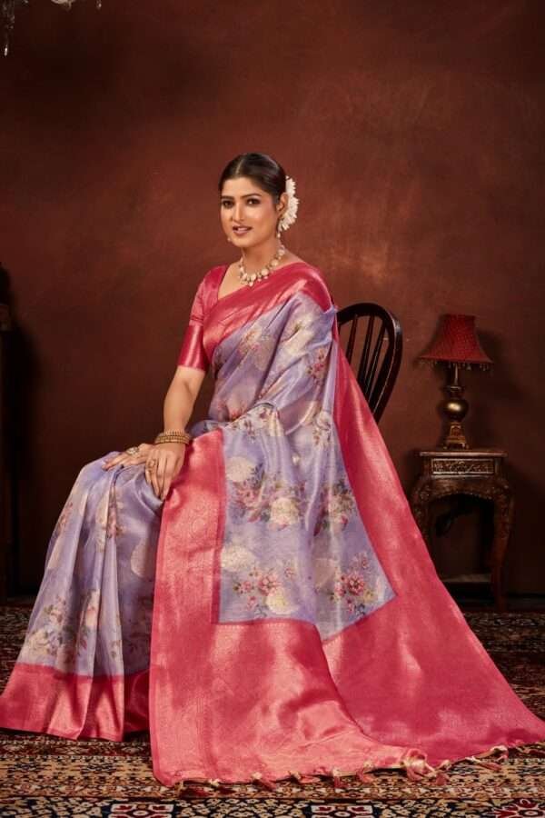 Fancy tissue silk saree tp3 - Image 3