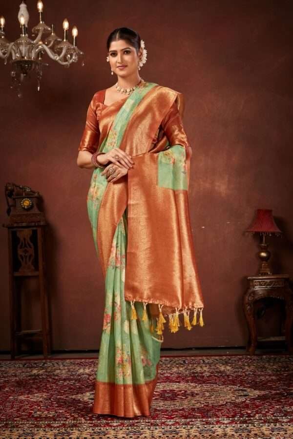 Fancy tissue silk saree tp4 - Image 2
