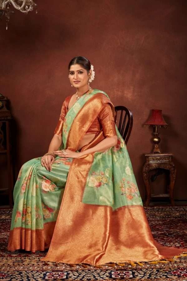 Fancy tissue silk saree tp4 - Image 3