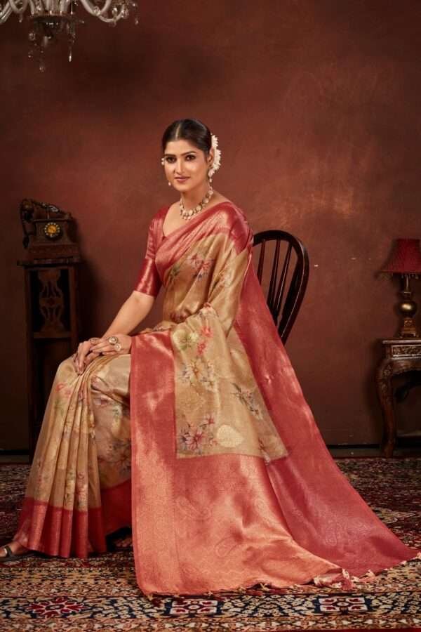 Fancy tissue silk saree tp5 - Image 3