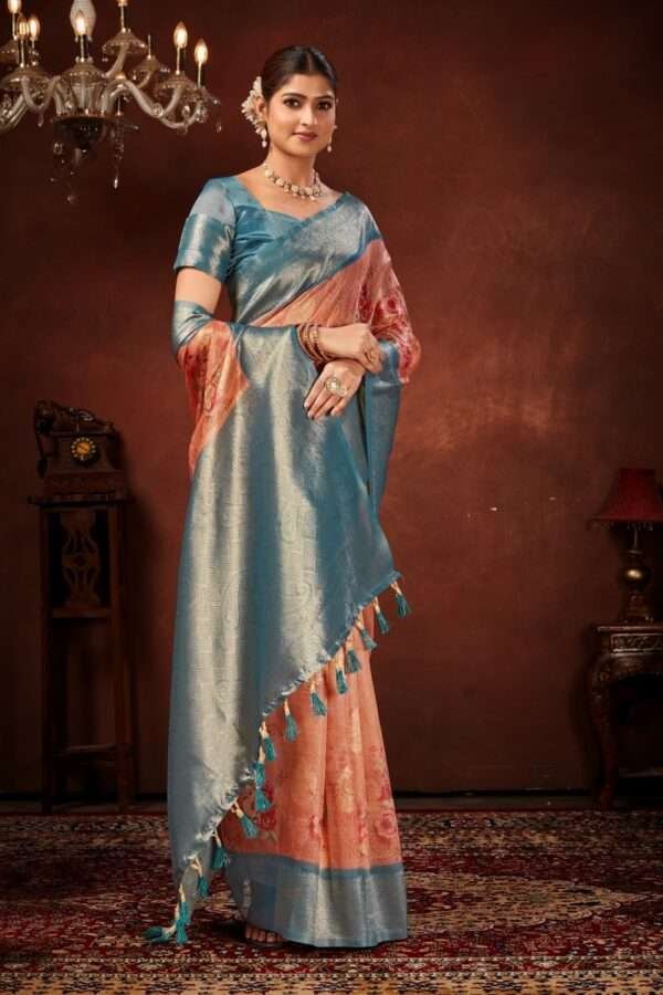 Fancy tissue silk saree tp6 - Image 2