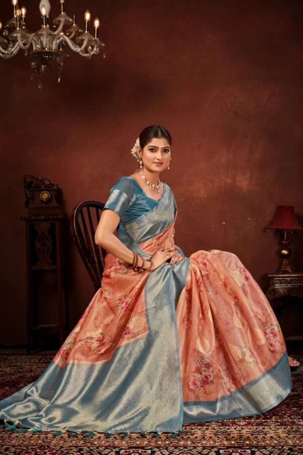 Fancy tissue silk saree tp6 - Image 3