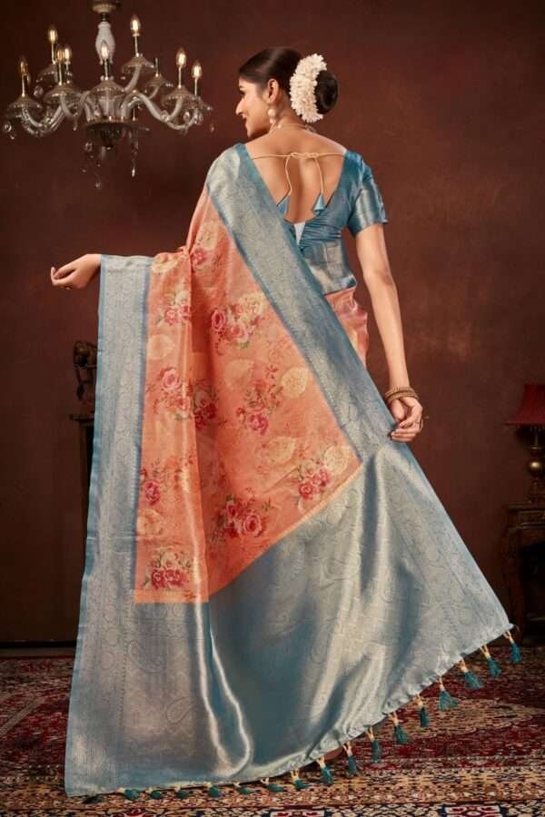 Fancy tissue silk saree tp6 - Image 4