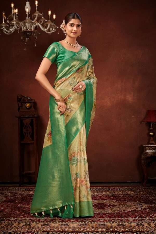 Fancy tissue silk saree tp7 - Image 2