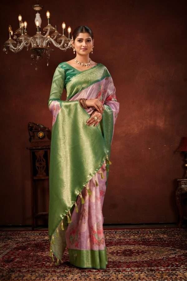 Fancy tissue silk saree tp8 - Image 2