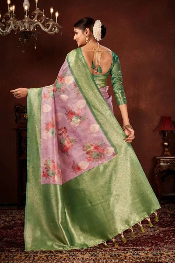 Fancy tissue silk saree tp8 - Image 4