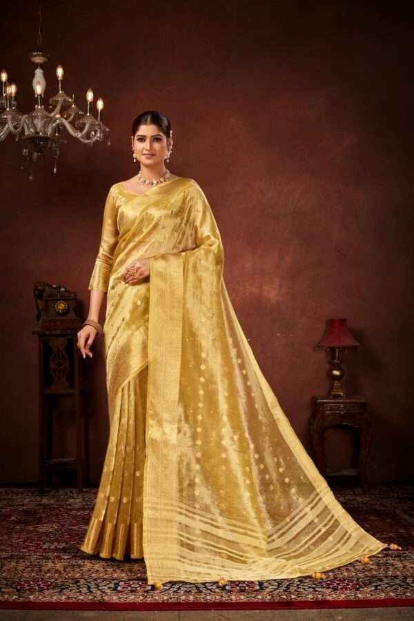 Gold designer tissue silk saree tsm5 - Image 3