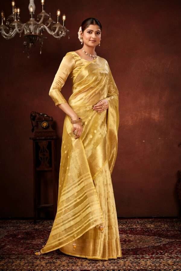 Gold designer tissue silk saree tsm5