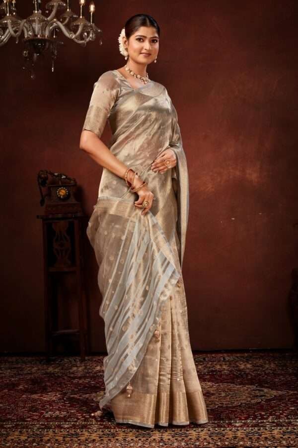 Grayish designer tissue silk saree tsm1 - Image 2