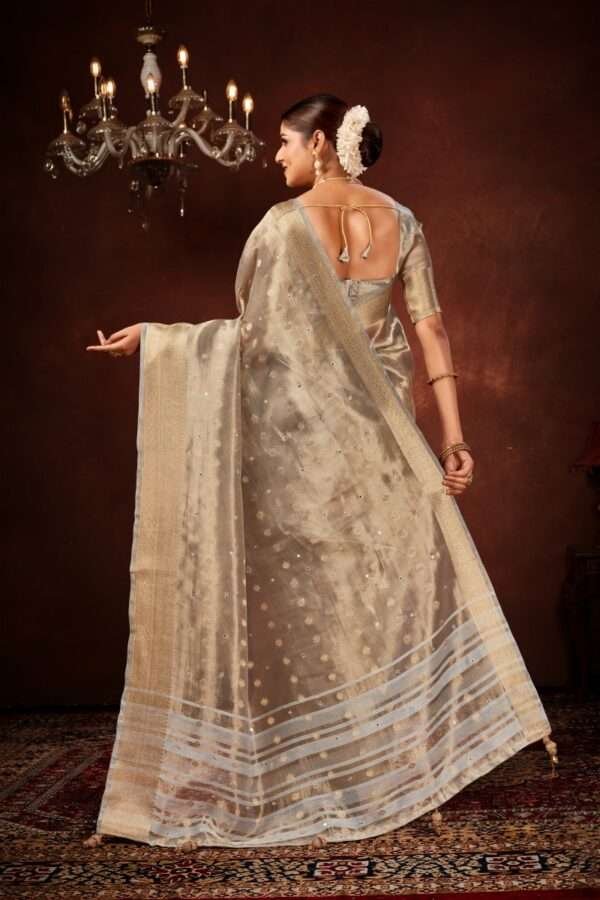 Grayish designer tissue silk saree tsm1 - Image 4