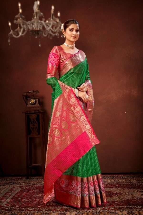 Green patola silk saree ps6 - Image 2