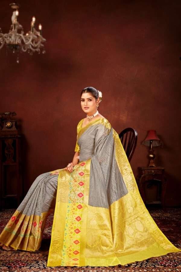 Grey patola silk saree ps3 - Image 3