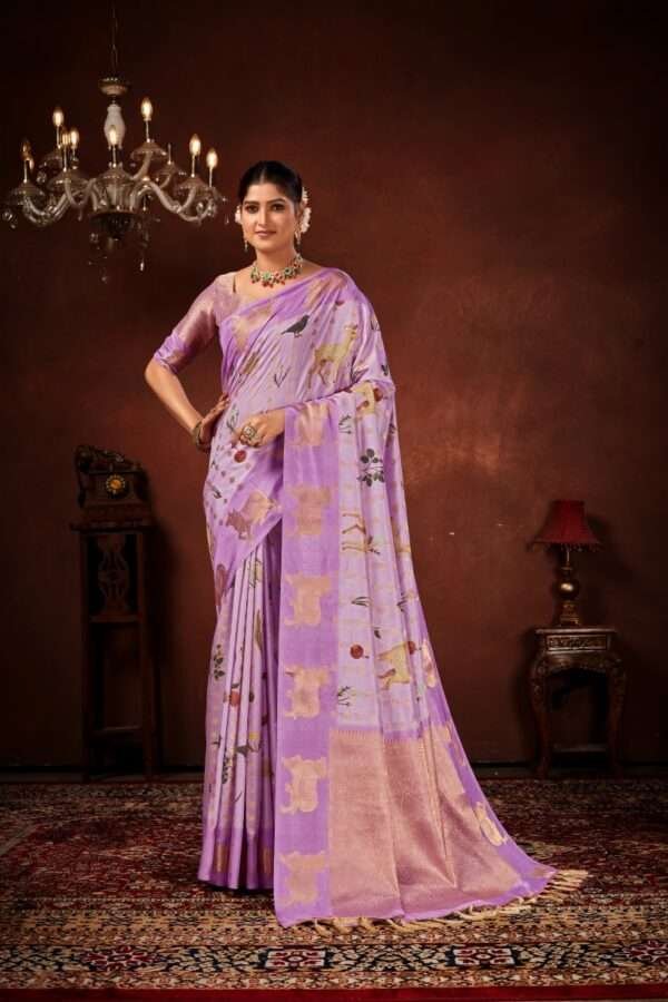 Lavender semi soft silk saree pb3