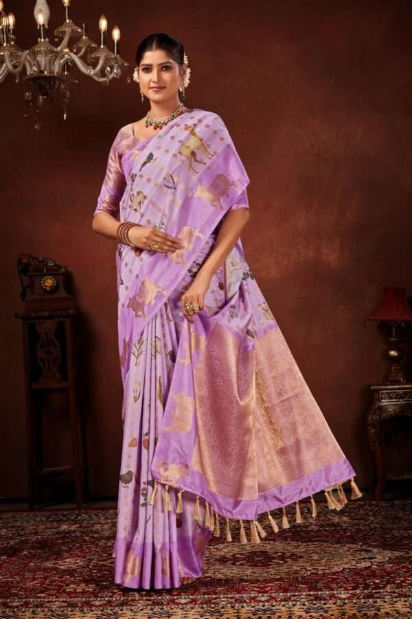 Lavender semi soft silk saree pb3 - Image 2