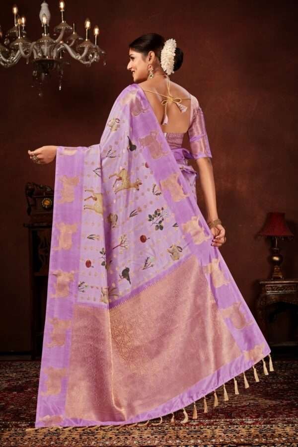 Lavender semi soft silk saree pb3 - Image 4