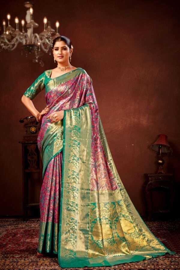 Magenta pure dharmavaram silk saree d9