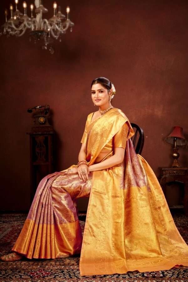 Mauve pink pure dharamavaram silk saree d7 - Image 3
