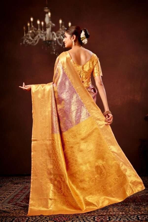 Mauve pink pure dharamavaram silk saree d7 - Image 4