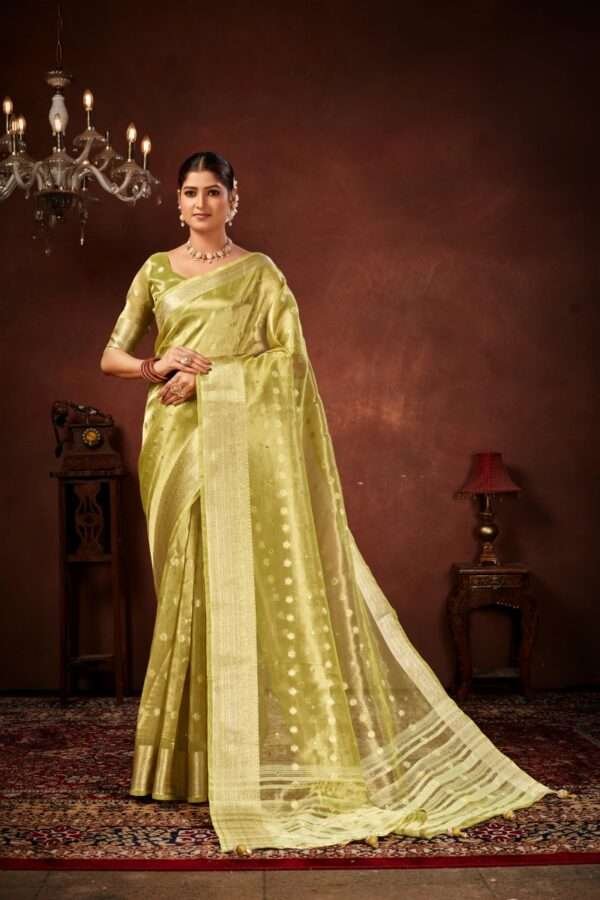 Mehendi designer tissue silk saree tsm6