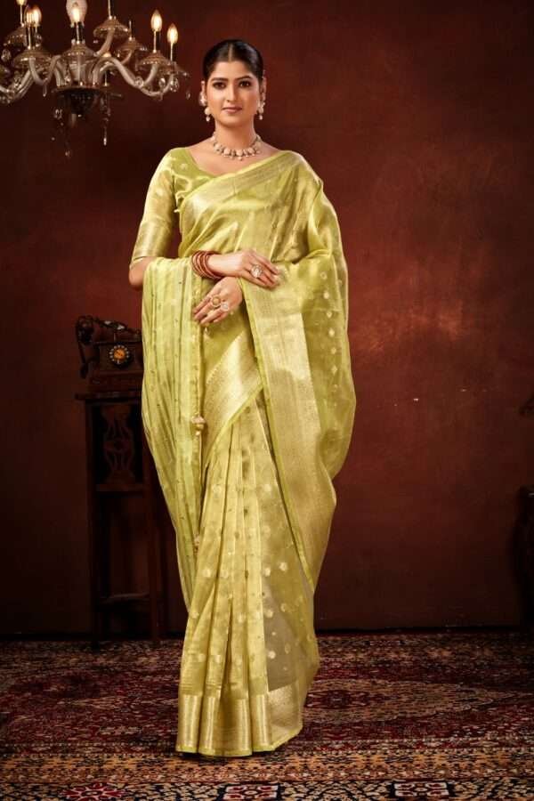 Mehendi designer tissue silk saree tsm6 - Image 2