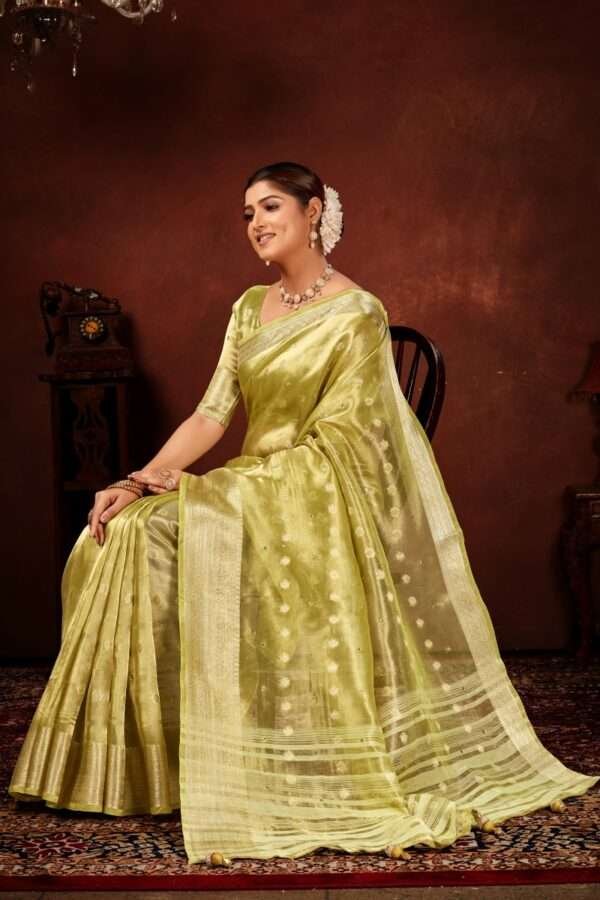 Mehendi designer tissue silk saree tsm6 - Image 3