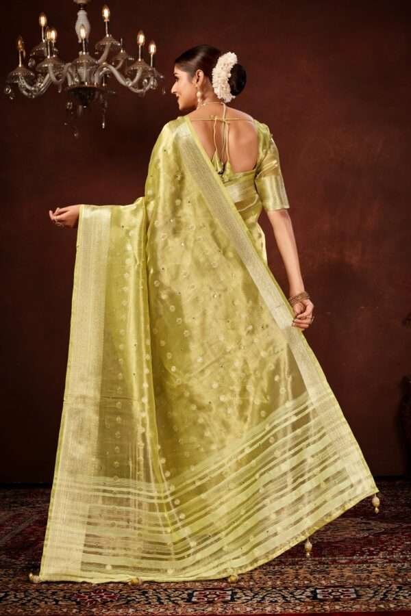 Mehendi designer tissue silk saree tsm6 - Image 4