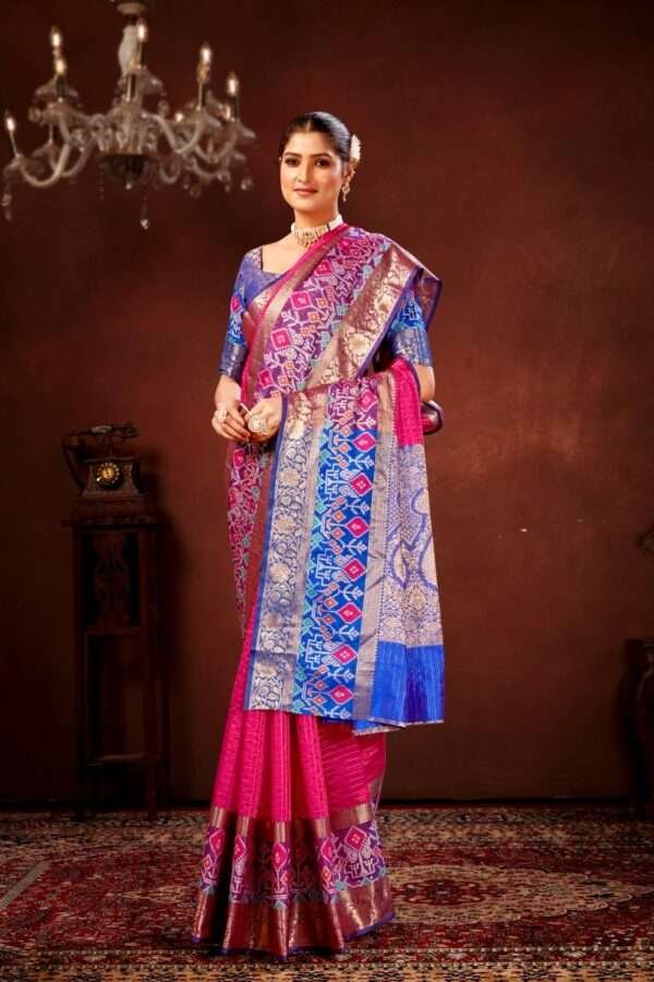 Pink patola silk saree ps1