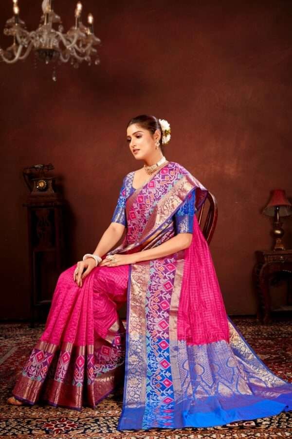 Pink patola silk saree ps1 - Image 3