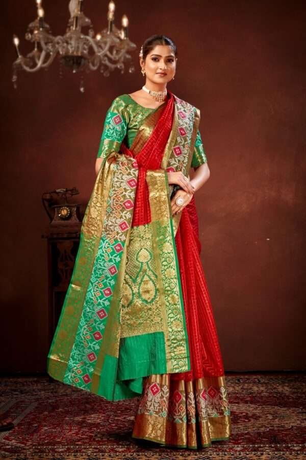 Red patola silk saree ps4 - Image 4