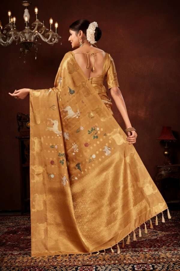 Rustic gold semi soft silk saree pb4 - Image 3