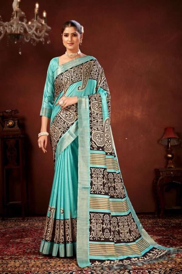 Traditional printed tussar silk saree t10
