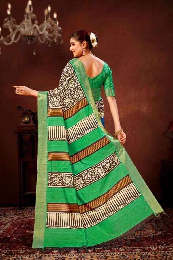 Traditional printed tussar silk saree t5 - Image 3