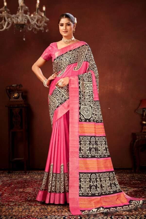 Traditional printed tussar silk saree t9
