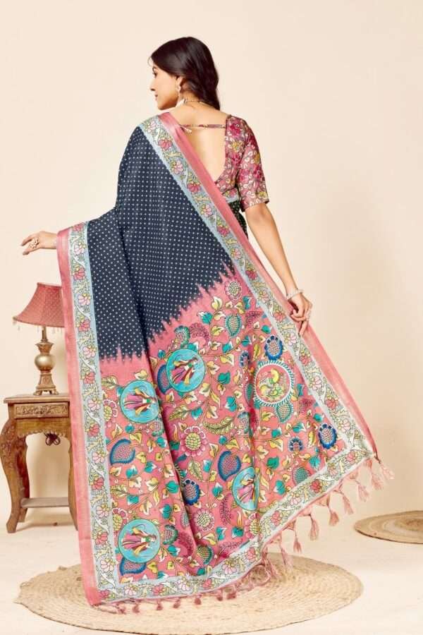 Bandhej printed tussar silk saree - Image 3