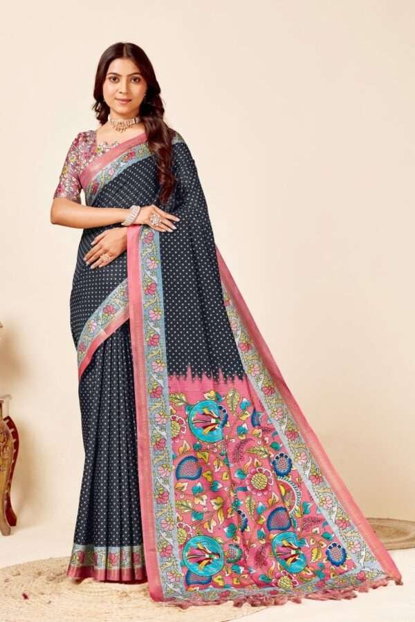 Bandhej printed tussar silk saree