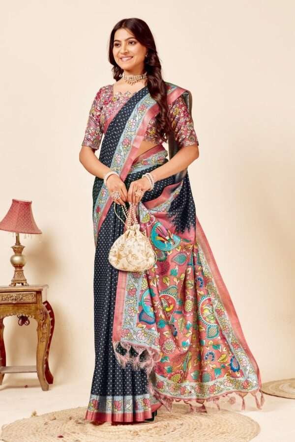 Bandhej printed tussar silk saree - Image 2