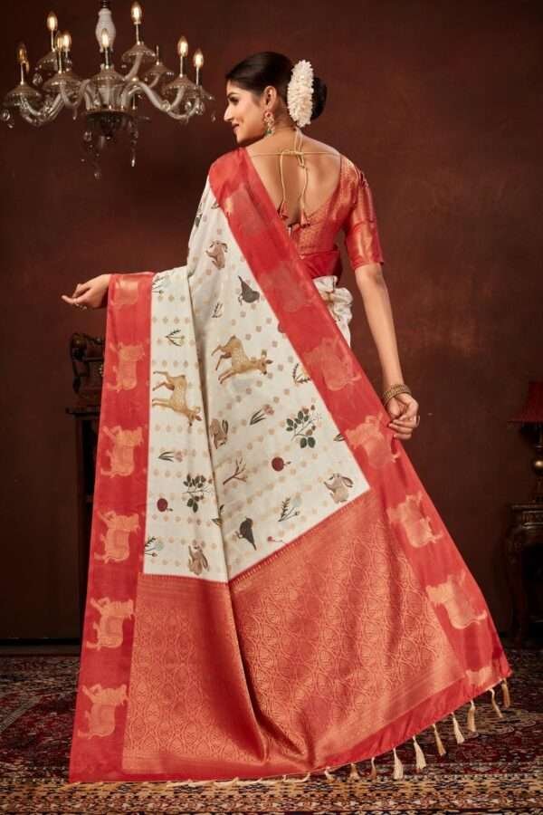 White semi soft silk saree pb2