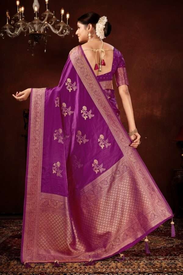 Wine pure satin silk saree vs4 - Image 4