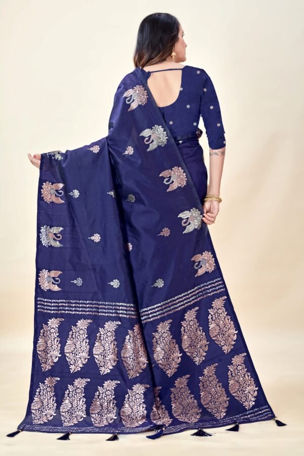 Blue Soft Silk Saree with Swarn Border - Image 2
