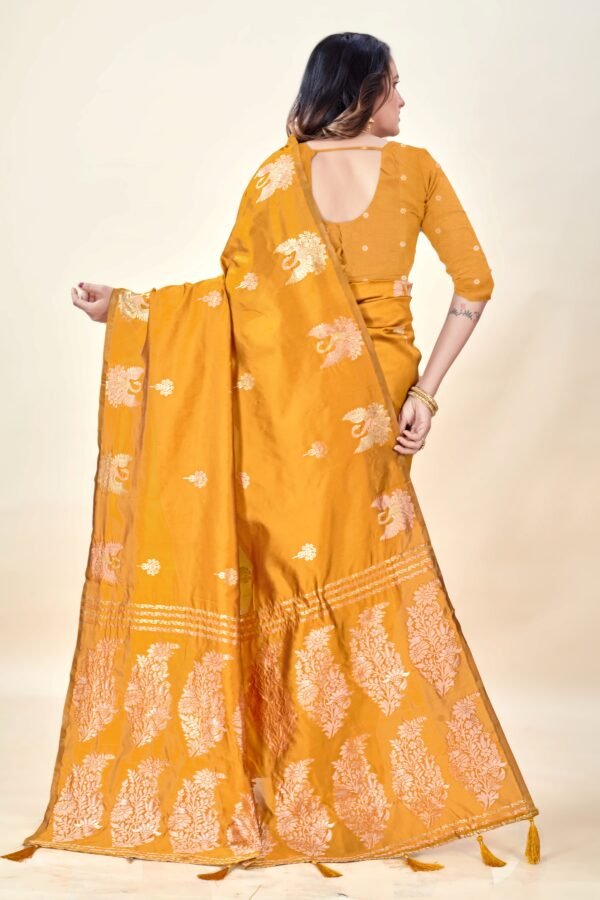 Mustard Soft Silk Saree with Swarn Border - Image 2