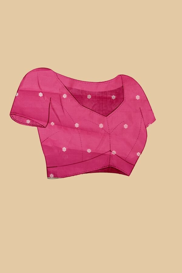 Hot Pink Soft Silk Saree with Swarn Border - Image 3