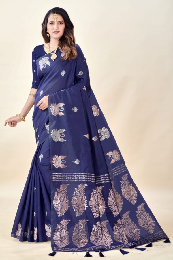 Blue Soft Silk Saree with Swarn Border - Image 5