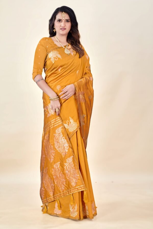 Mustard Soft Silk Saree with Swarn Border